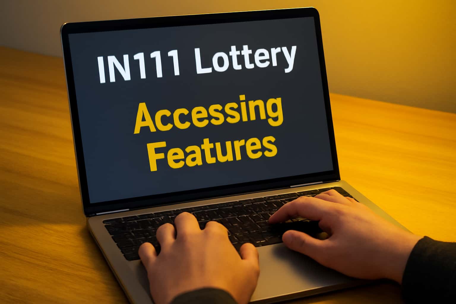 Informational scene illustrating how to access features of the IN111 Lottery.
