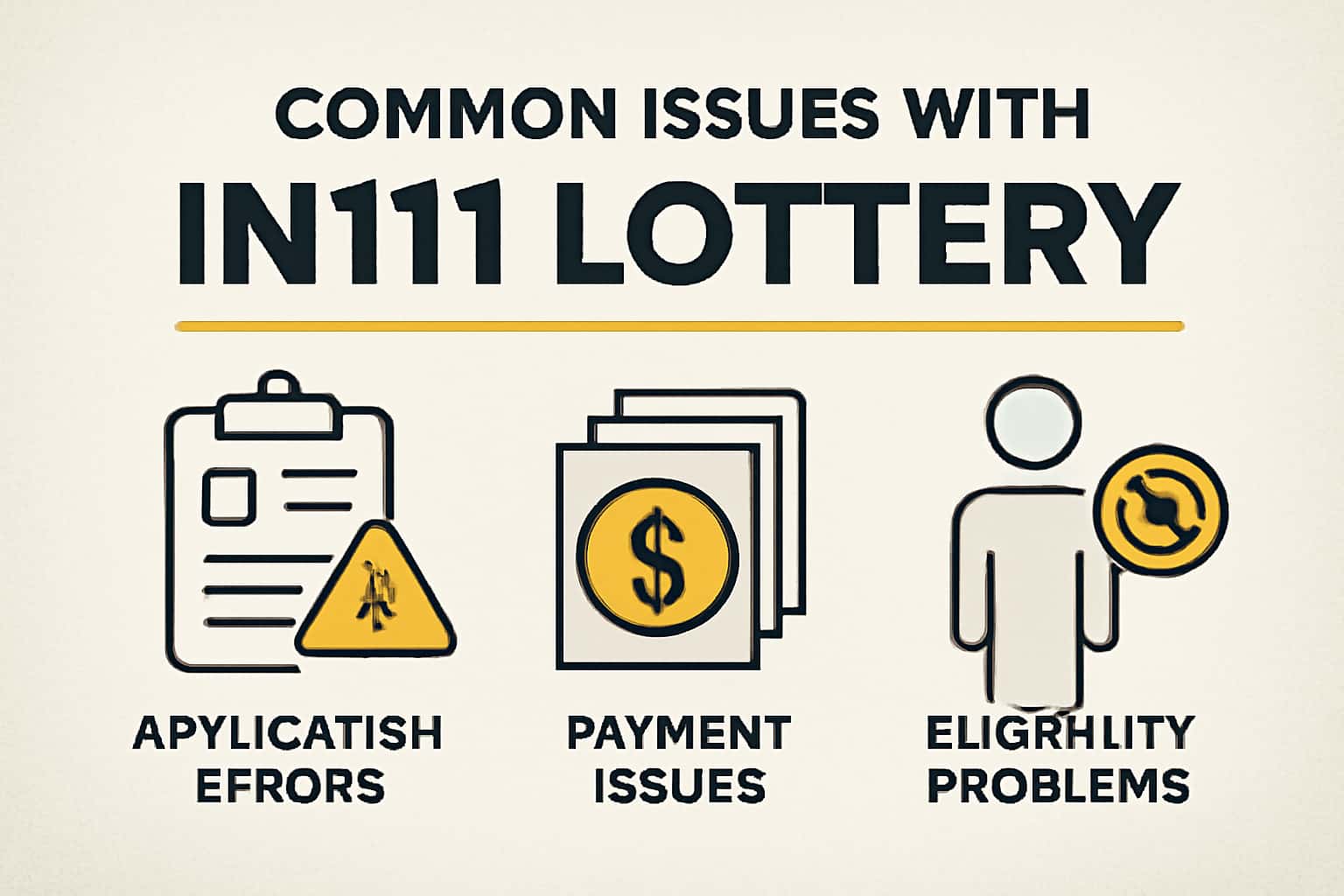 Informational scene displaying common issues with IN111 Lottery.
