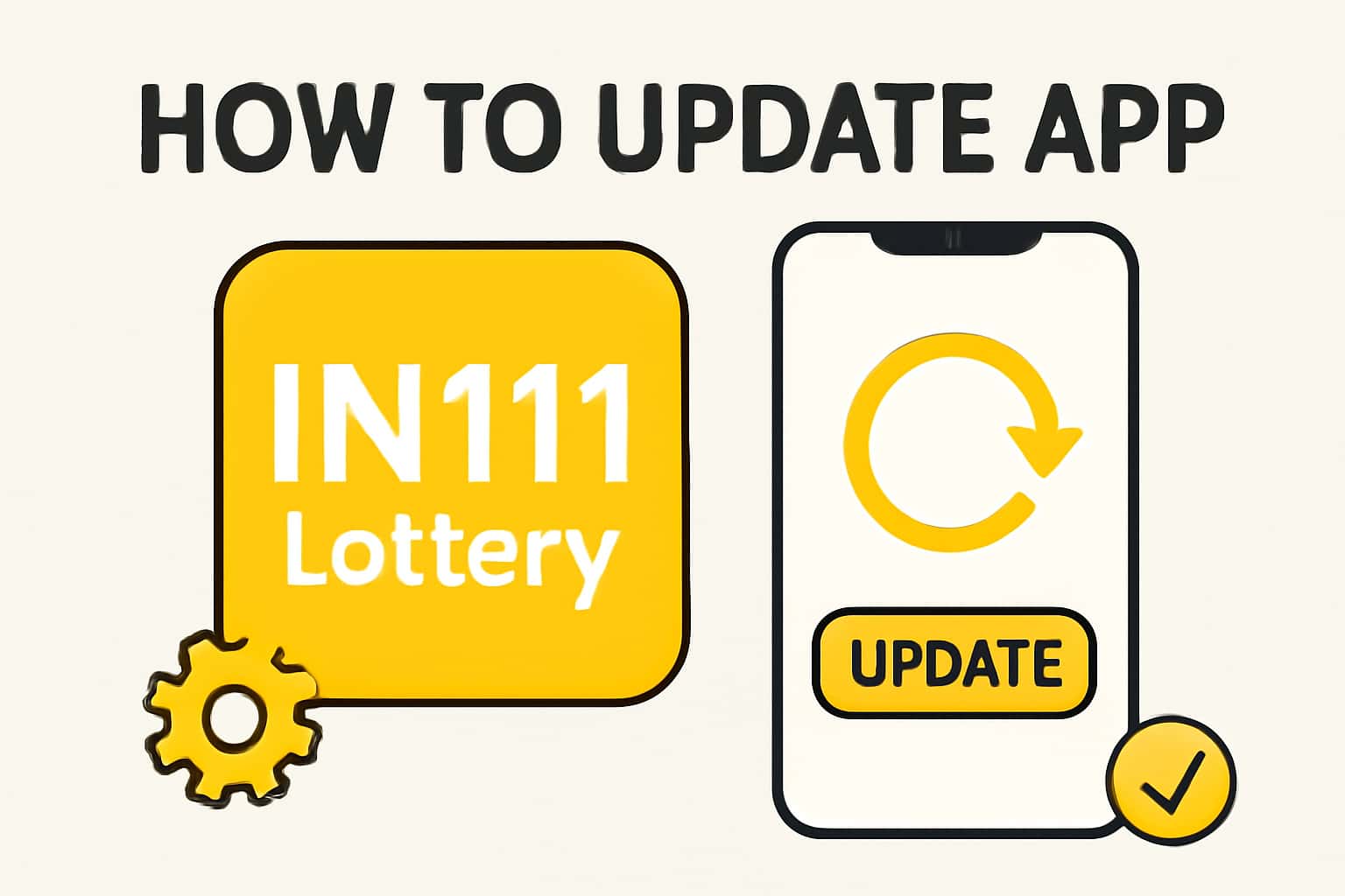 Visual representation depicting the process of updating the IN111 Lottery app.