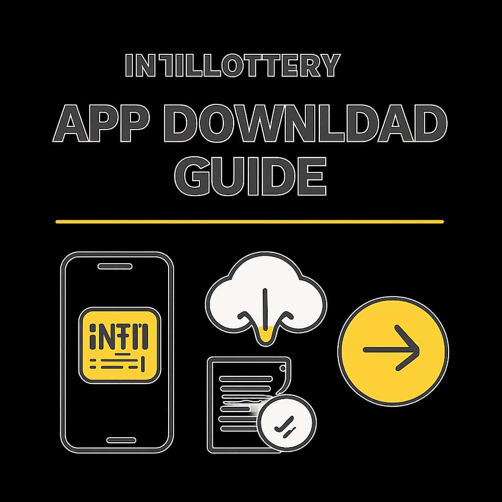 Diagram explaining steps for downloading the IN111 Lottery app.