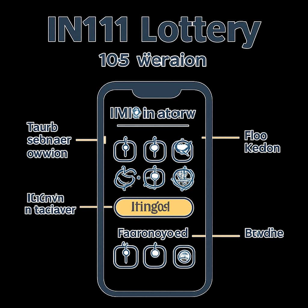 Illustration explaining features of the IN111 Lottery iOS Version.