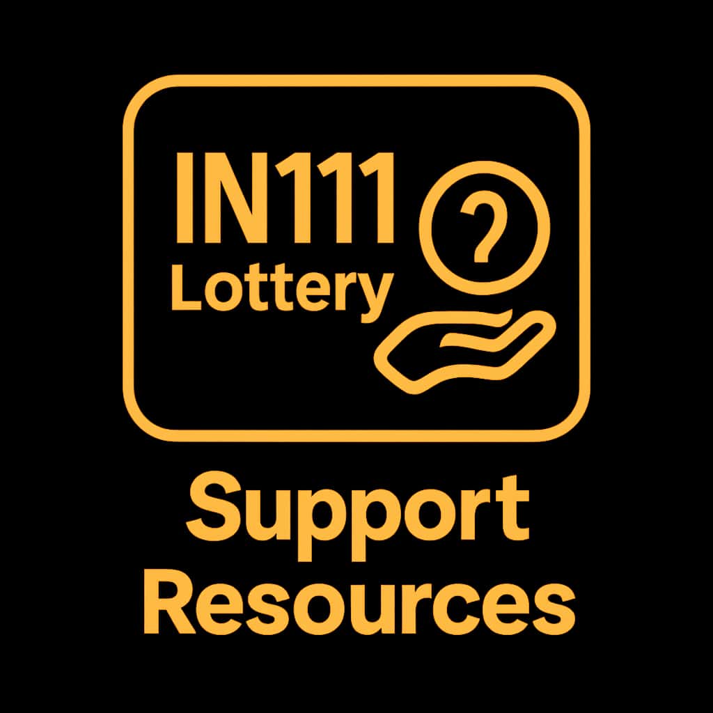Minimal badge representing IN111 Lottery Support Resources.