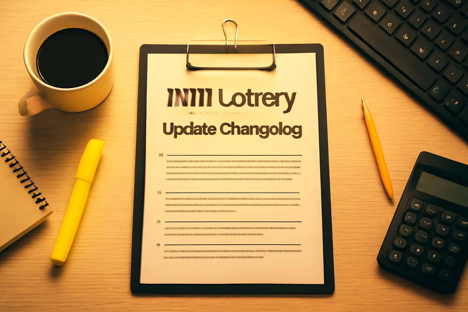 A neutral informational scene featuring the text 'IN111 Lottery Update Changelog'.