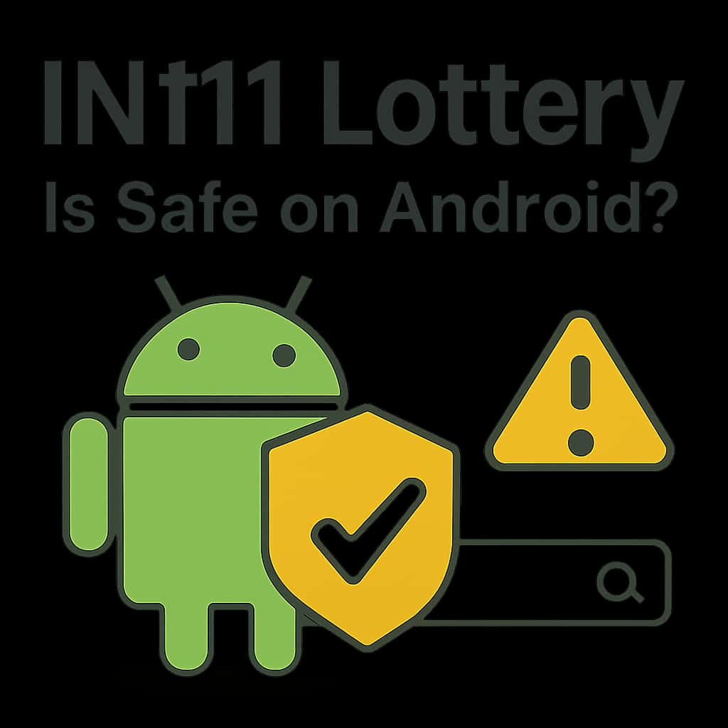 Illustration detailing the security measures of the IN111 Lottery app on Android devices.