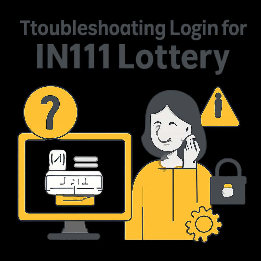 An educational diagram displaying common login troubleshooting steps for IN111 Lottery.