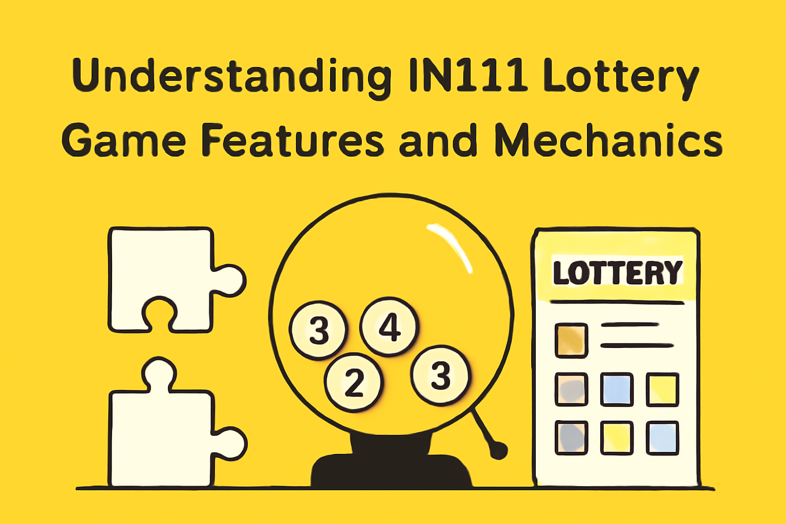 Informational scene illustrating how to access features of the IN111 Lottery.