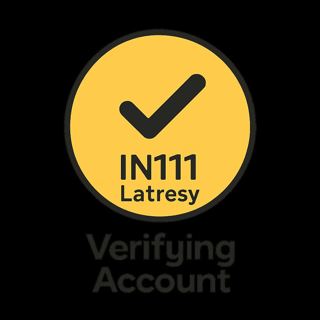 An icon representing account verification for IN111 Lottery.